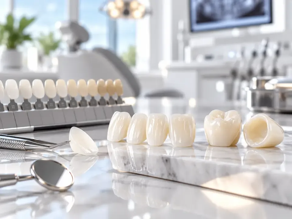 Ilustrasi produk Veneer & Crown untuk review MWhite